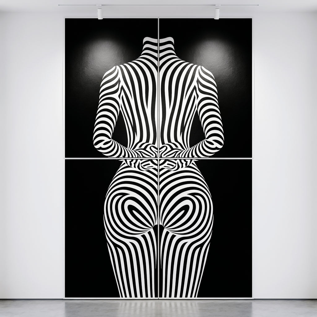 ECHELON | Minimalist Striped Abstract Female Op Art | Brutalist Multi-Print Wall Art