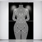 ECHELON | Minimalist Striped Abstract Female Op Art | Brutalist Multi-Print Wall Art