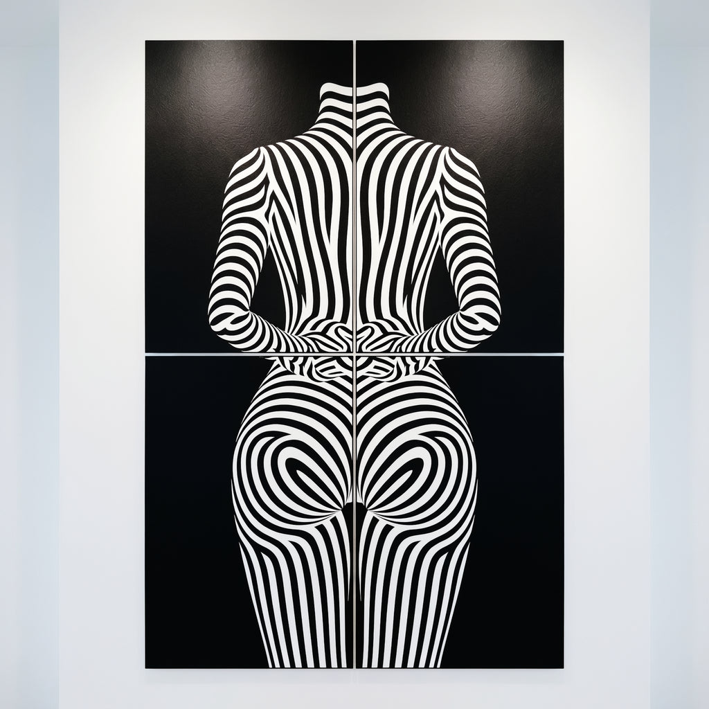 ECHELON | Minimalist Striped Abstract Female Op Art | Brutalist Multi-Print Wall Art