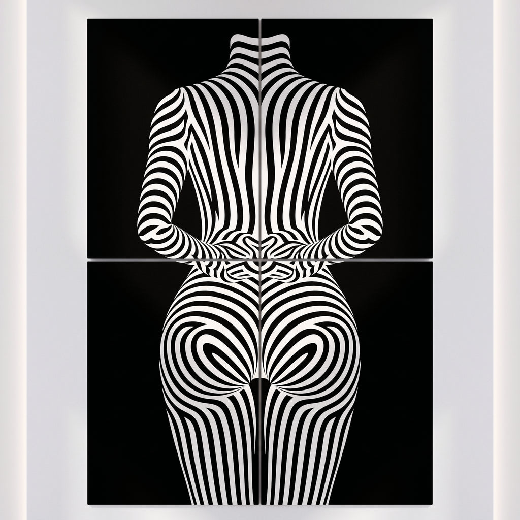 ECHELON | Minimalist Striped Abstract Female Op Art | Brutalist Multi-Print Wall Art
