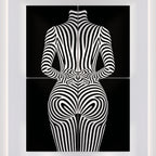 ECHELON | Minimalist Striped Abstract Female Op Art | Brutalist Multi-Print Wall Art