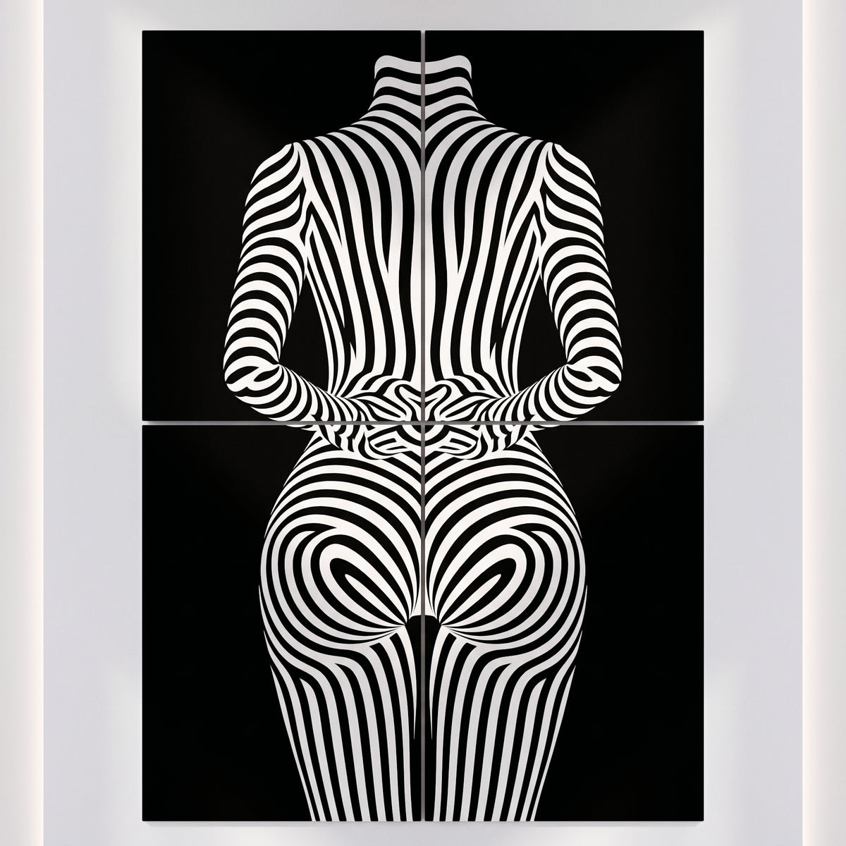 ECHELON | Minimalist Striped Abstract Female Op Art | Brutalist Multi-Print Wall Art