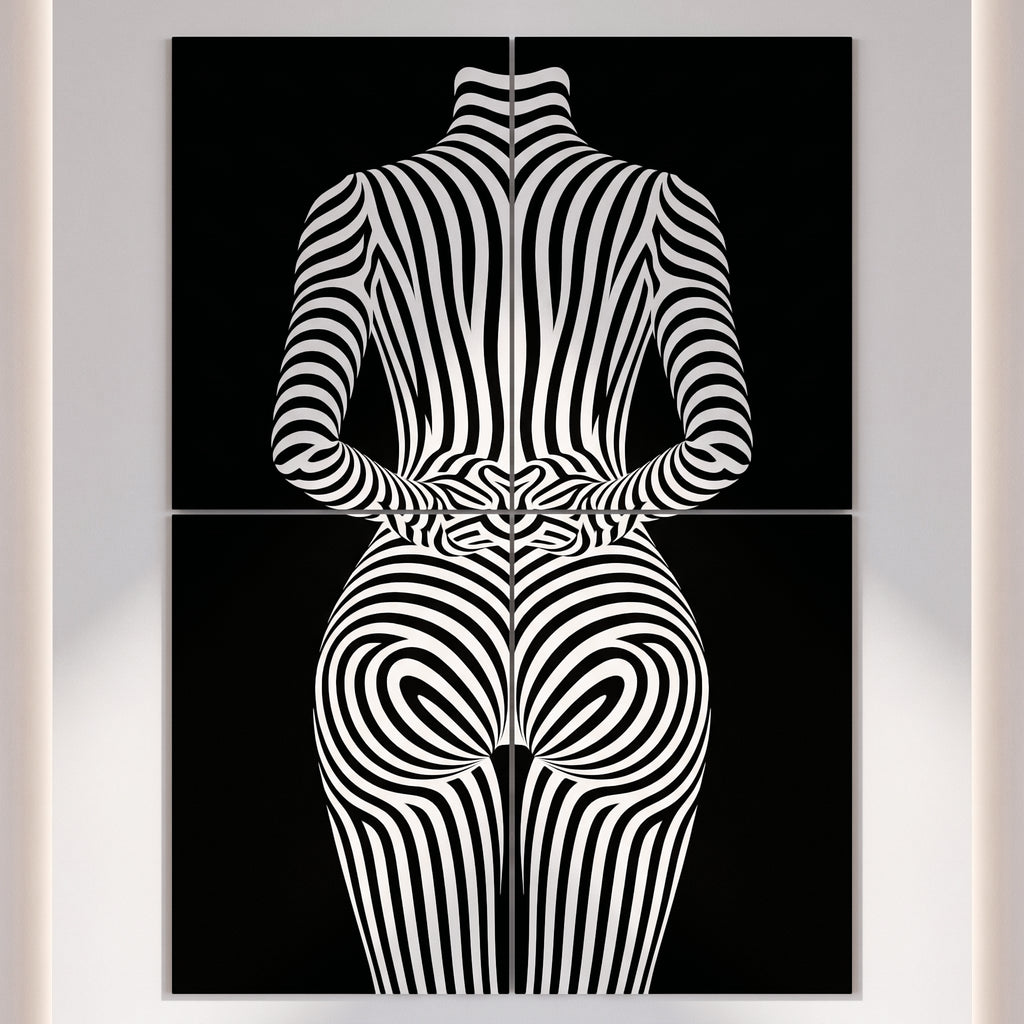 ECHELON | Minimalist Striped Abstract Female Op Art | Brutalist Multi-Print Wall Art