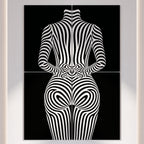 ECHELON | Minimalist Striped Abstract Female Op Art | Brutalist Multi-Print Wall Art