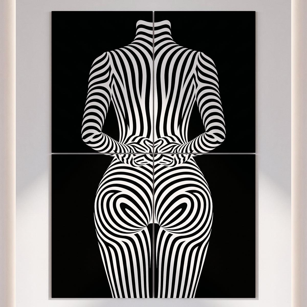 ECHELON | Minimalist Striped Abstract Female Op Art | Brutalist Multi-Print Wall Art
