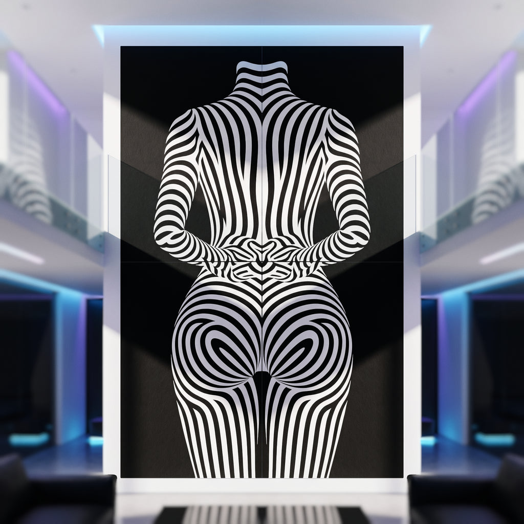 ECHELON | Minimalist Striped Abstract Female Op Art | Brutalist Multi-Print Wall Art