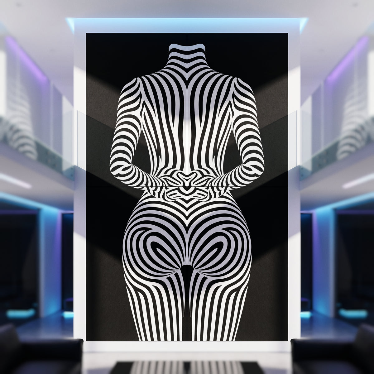ECHELON | Minimalist Striped Abstract Female Op Art | Brutalist Multi-Print Wall Art