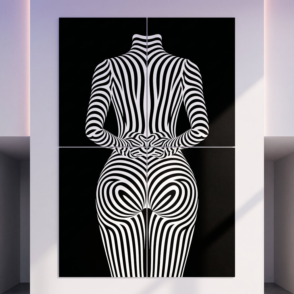 ECHELON | Minimalist Striped Abstract Female Op Art | Brutalist Multi-Print Wall Art