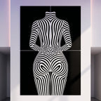 ECHELON | Minimalist Striped Abstract Female Op Art | Brutalist Multi-Print Wall Art