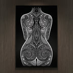 EDEN | Minimalist Botanical Patterned Abstract Female Wall Art | B&W Luxury Decor Print