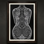 EDEN | Minimalist Botanical Patterned Abstract Female Wall Art | B&W Luxury Decor Print