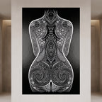 EDEN | Minimalist Botanical Patterned Abstract Female Wall Art | B&W Luxury Decor Print