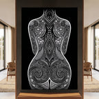 EDEN | Minimalist Botanical Patterned Abstract Female Wall Art | B&W Luxury Decor Print