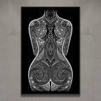 EDEN | Minimalist Botanical Patterned Abstract Female Wall Art | B&W Luxury Decor Print