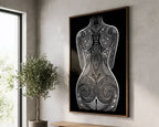 EDEN | Minimalist Botanical Patterned Abstract Female Wall Art | B&W Luxury Decor Print