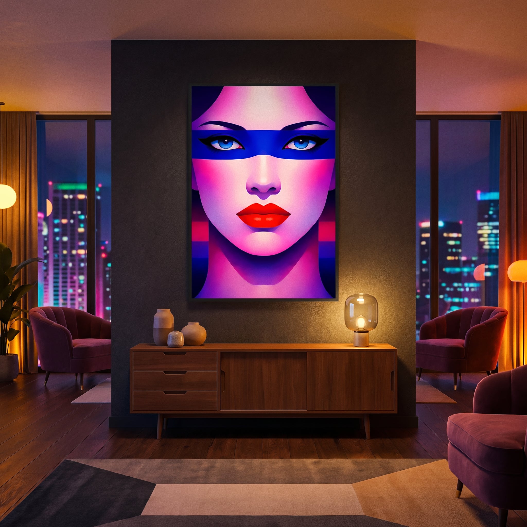 ELECTRA | Vibrant Retro Female Portrait Wall Art | Luxury Pop Art Print
