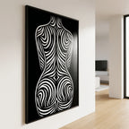 ENTROPY | Minimalist Striped Female Silhouette Op Art Print | B&W Modern Luxury Wall Art
