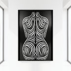 ENTROPY | Minimalist Striped Female Silhouette Op Art Print | B&W Modern Luxury Wall Art