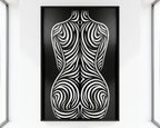 ENTROPY | Minimalist Striped Female Silhouette Op Art Print | B&W Modern Luxury Wall Art
