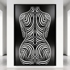 ENTROPY | Minimalist Striped Female Silhouette Op Art Print | B&W Modern Luxury Wall Art