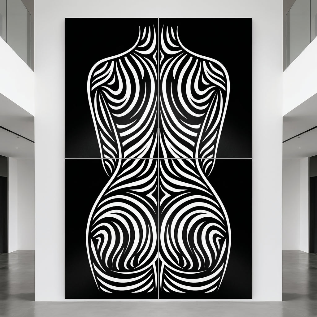 ENTROPY | Minimalist Female Form B&W Op Art | Luxury Multi-Print Wall Art