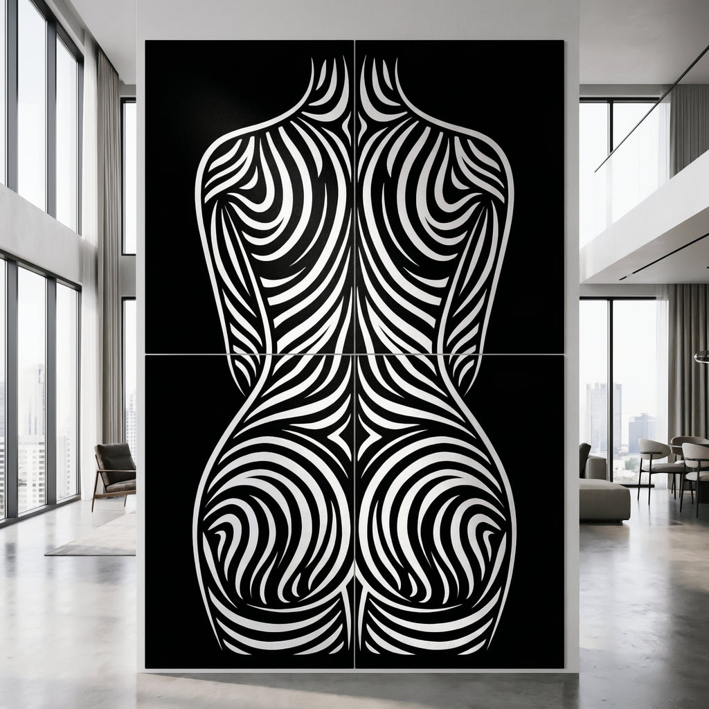 ENTROPY | Minimalist Female Form B&W Op Art | Luxury Multi-Print Wall Art