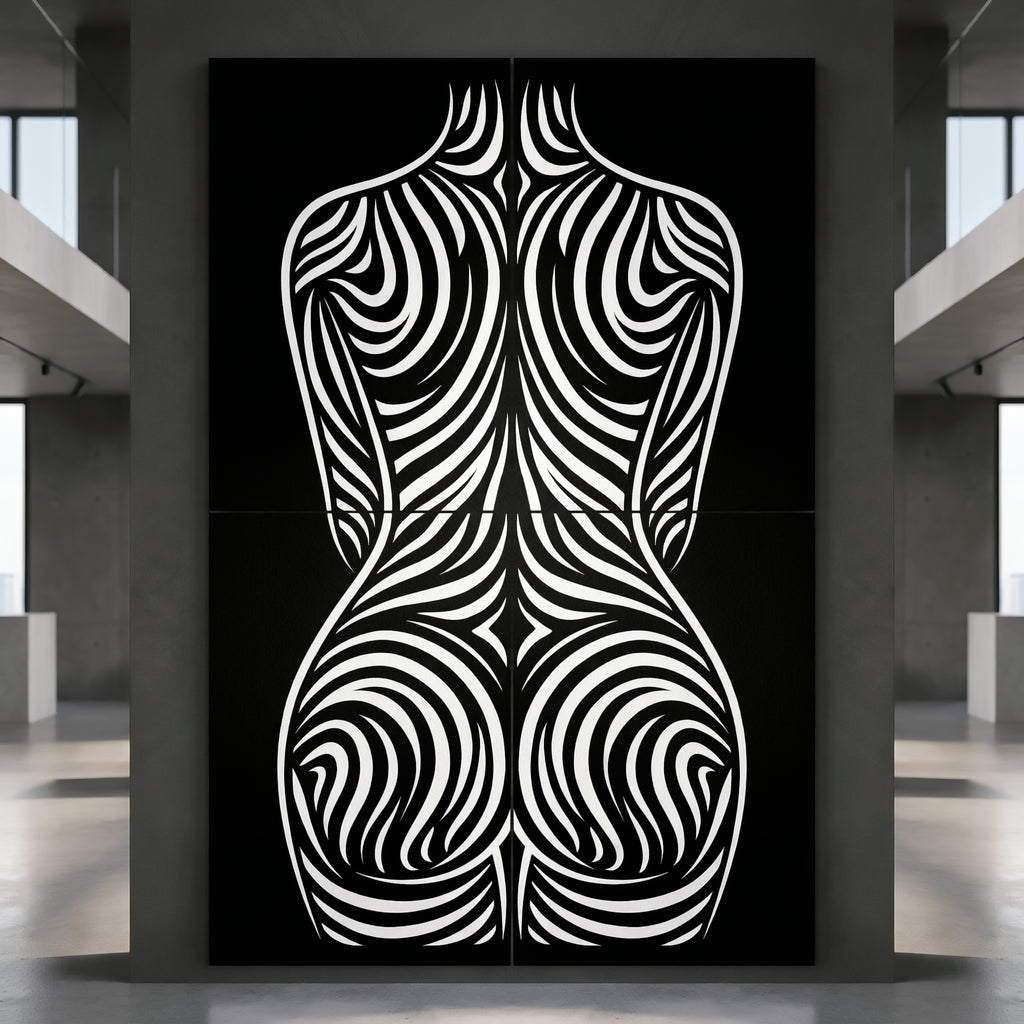 ENTROPY | Minimalist Female Form B&W Op Art | Luxury Multi-Print Wall Art