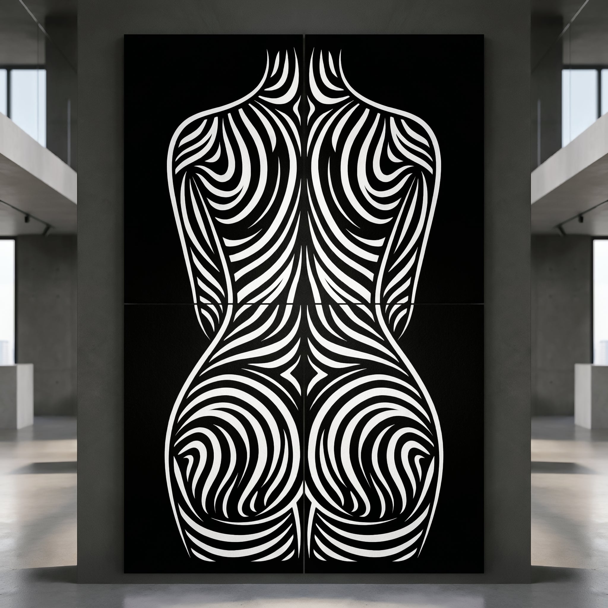 ENTROPY | Minimalist Female Form B&W Op Art | Luxury Multi-Print Wall Art