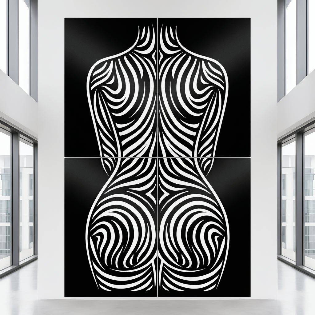 ENTROPY | Minimalist Female Form B&W Op Art | Luxury Multi-Print Wall Art