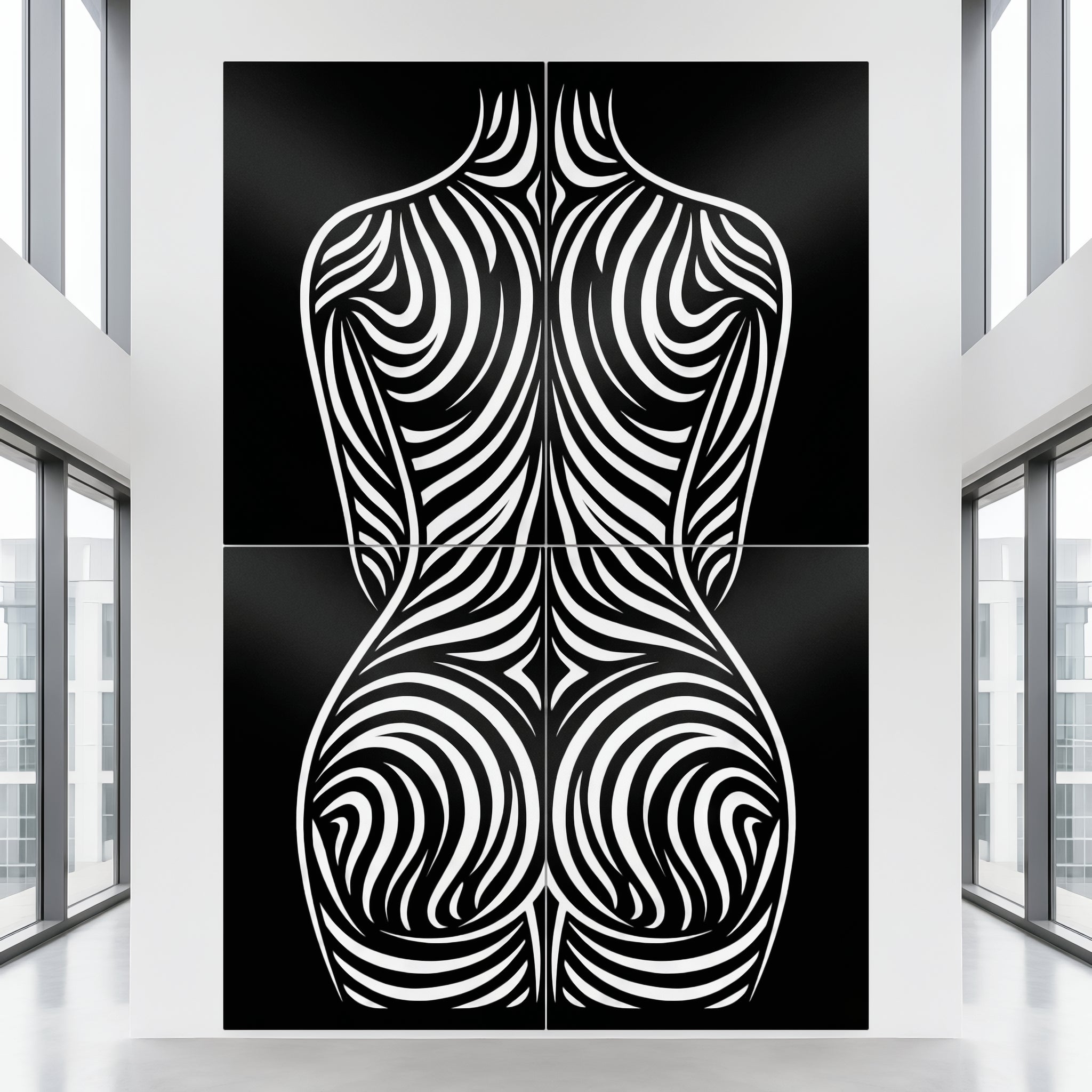 ENTROPY | Minimalist Female Form B&W Op Art | Luxury Multi-Print Wall Art