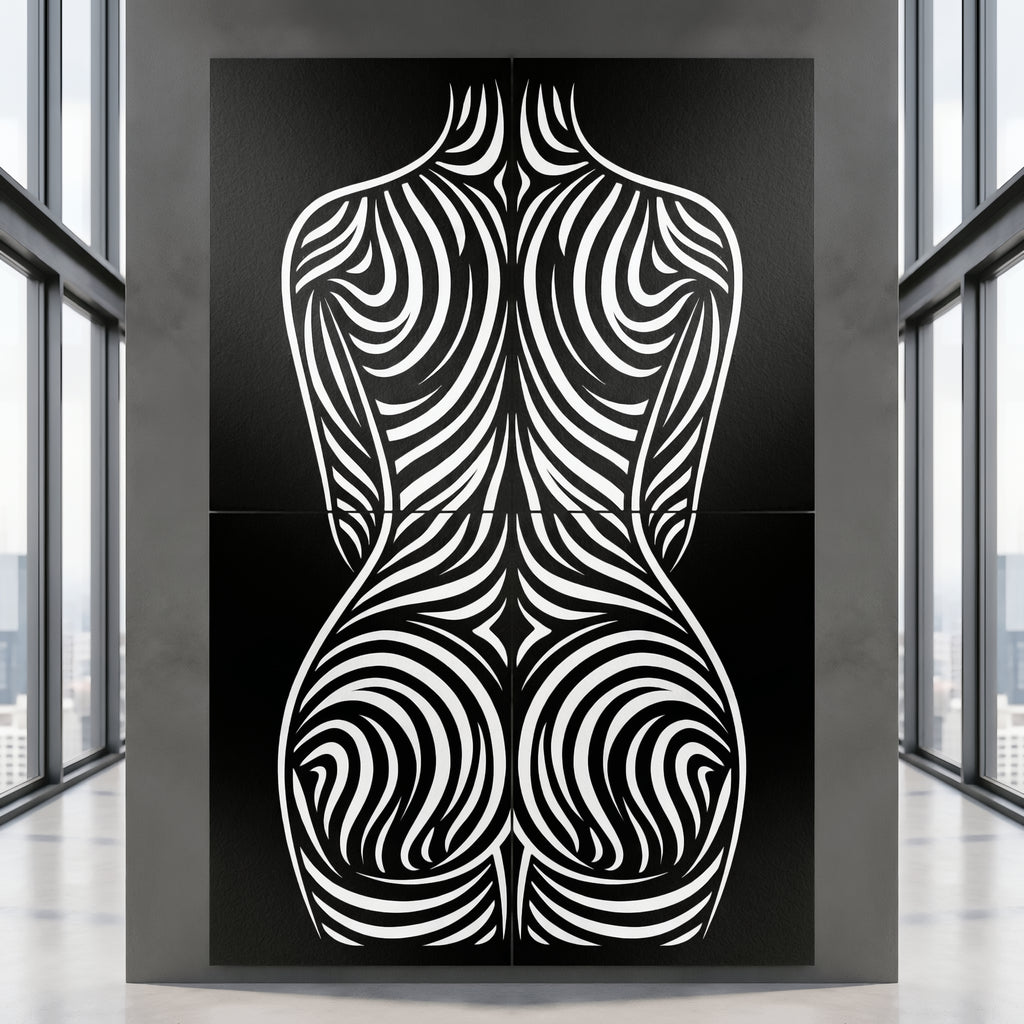 ENTROPY | Minimalist Female Form B&W Op Art | Luxury Multi-Print Wall Art