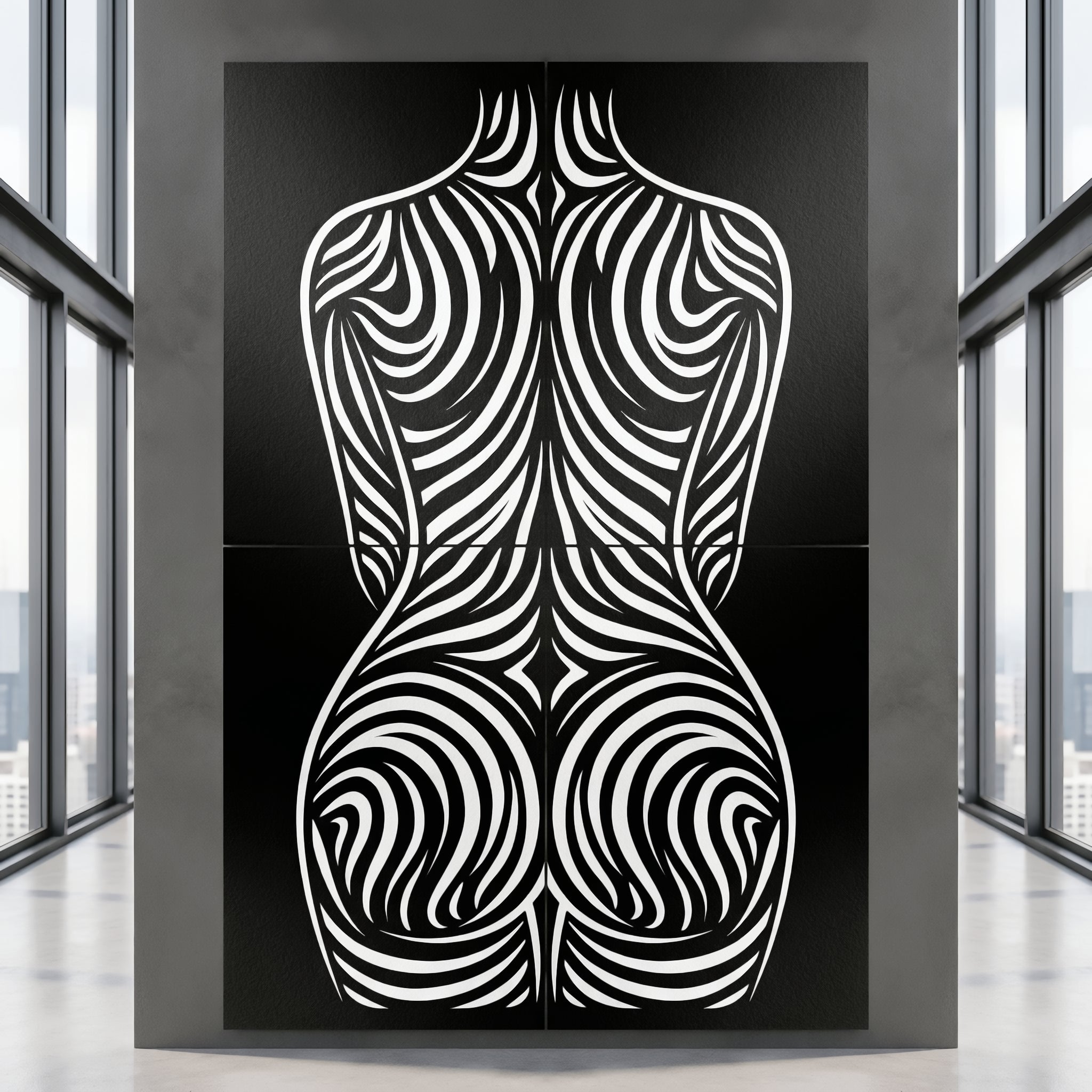 ENTROPY | Minimalist Female Form B&W Op Art | Luxury Multi-Print Wall Art