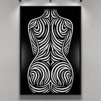 ENTROPY | Minimalist Striped Female Silhouette Op Art Print | B&W Modern Luxury Wall Art
