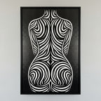 ENTROPY | Minimalist Striped Female Silhouette Op Art Print | B&W Modern Luxury Wall Art