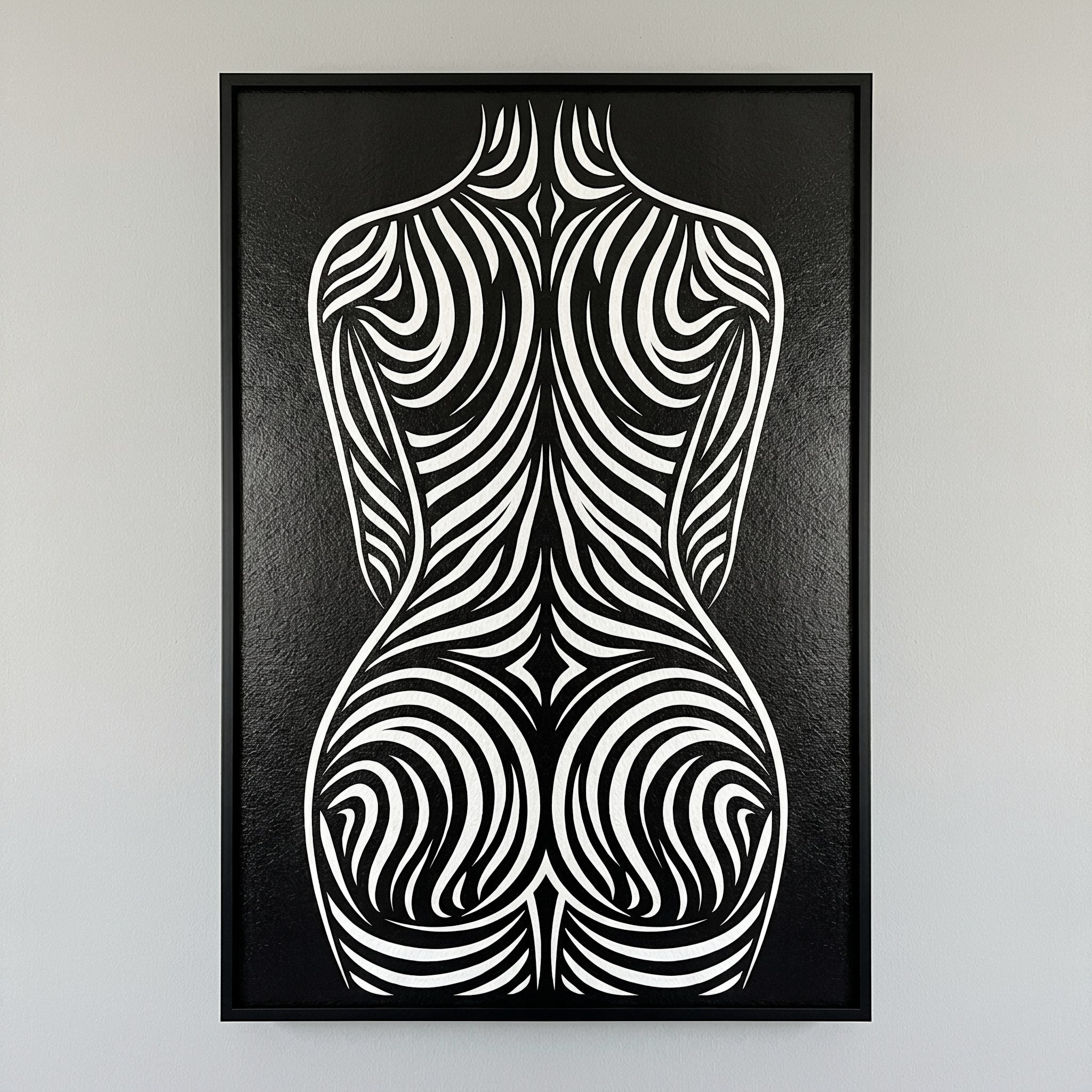 ENTROPY | Minimalist Striped Female Silhouette Op Art Print | B&W Modern Luxury Wall Art