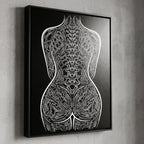 EXO | Minimalist Cyber-Futuristic Female Form Wall Art | Luxury Op Art Print
