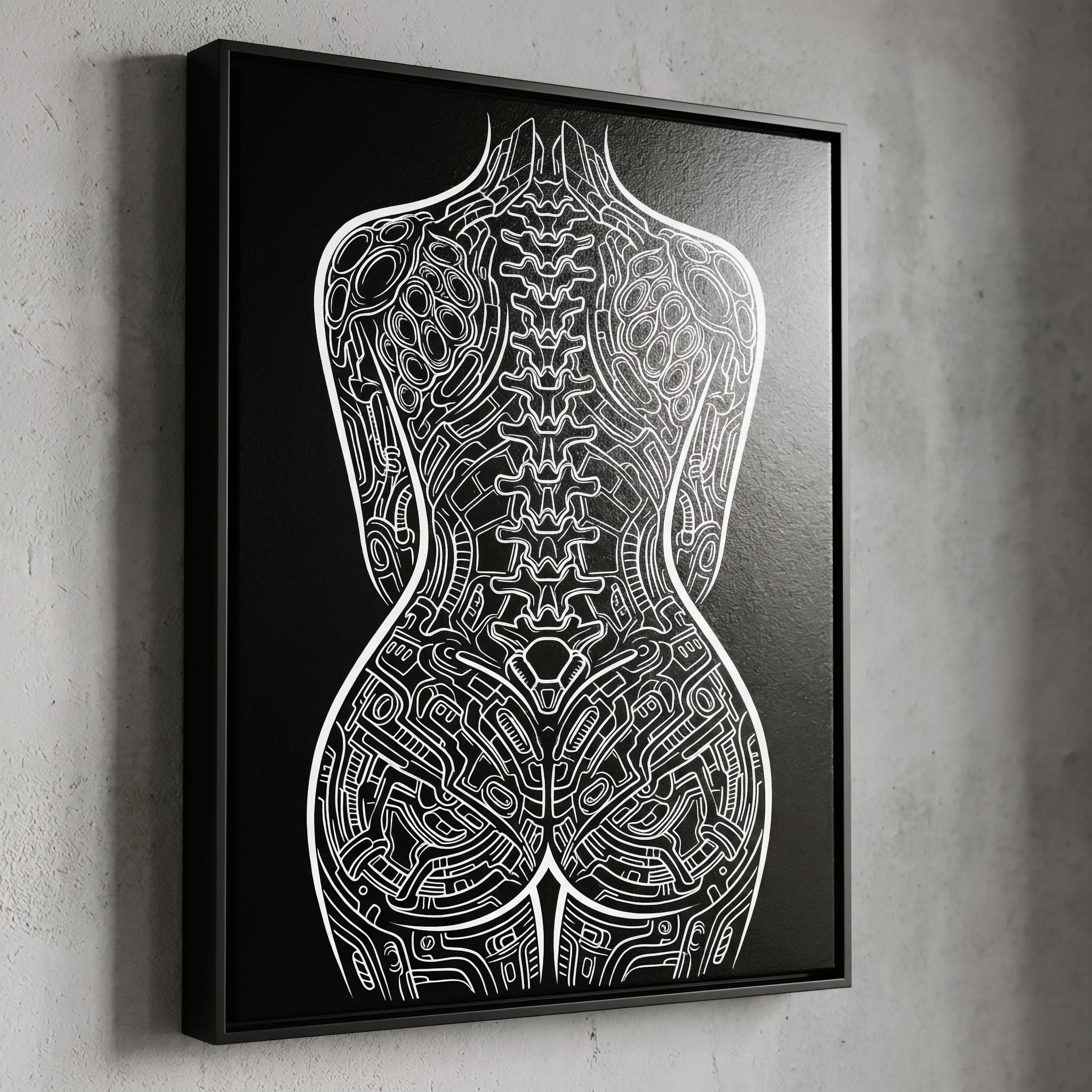 EXO | Minimalist Cyber-Futuristic Female Form Wall Art | Luxury Op Art Print