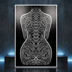 EXO | Minimalist Cyber-Futuristic Female Form Wall Art | Luxury Op Art Print