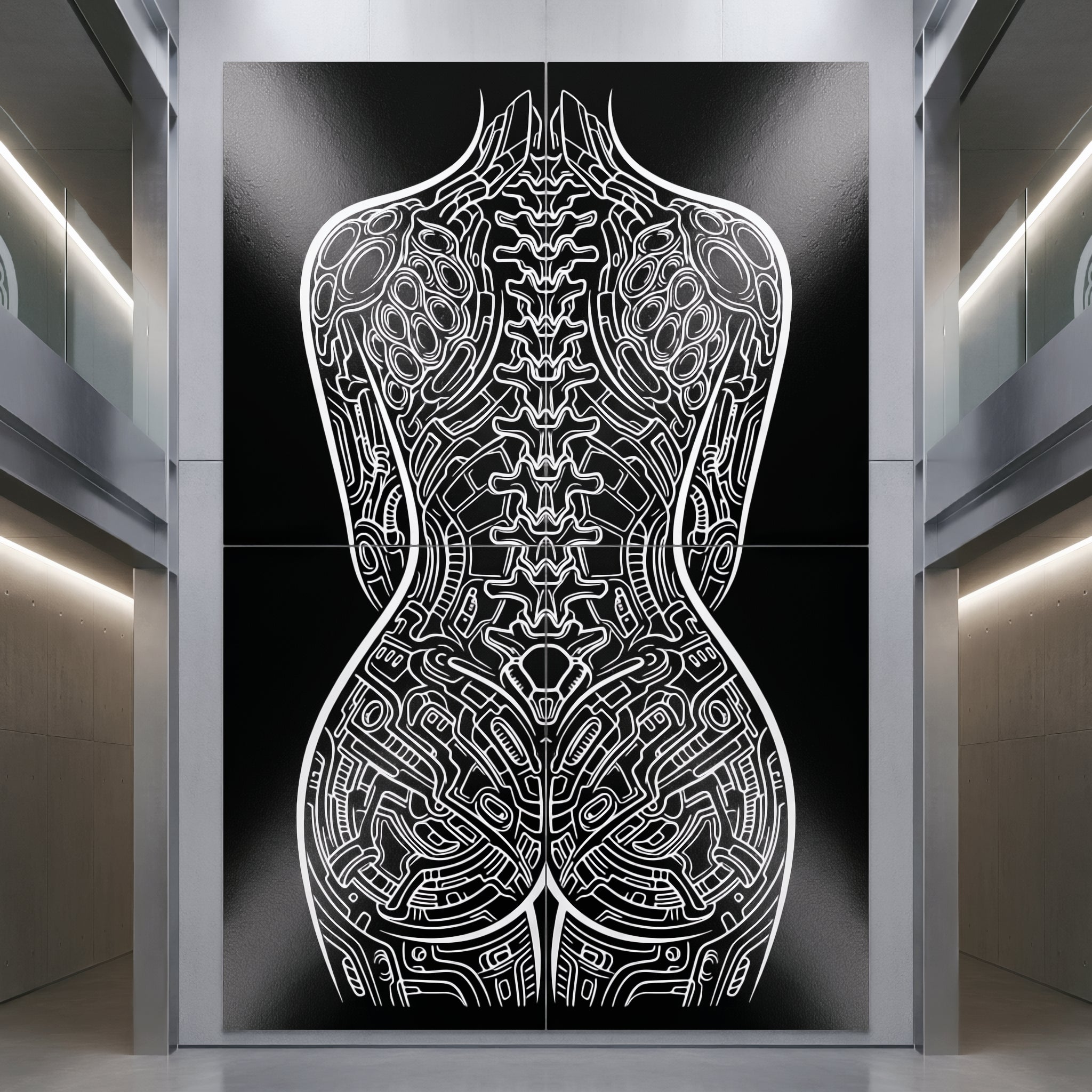 EXO | Minimalist Cybernetic Female Form | Luxury Multi-Print Op Art