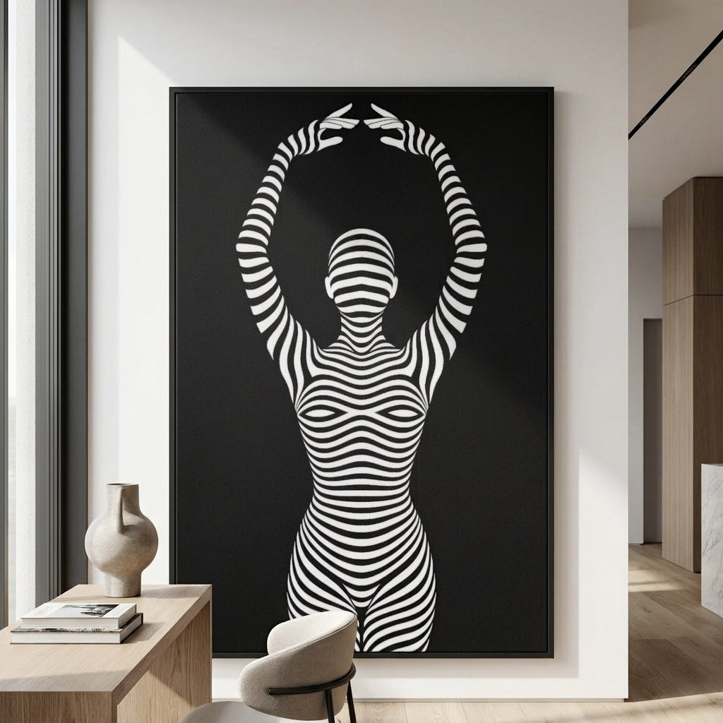 EN POINTE | B&W Minimalist Ballet Dancer | Modern Op Art | 8K - 32K Prints
