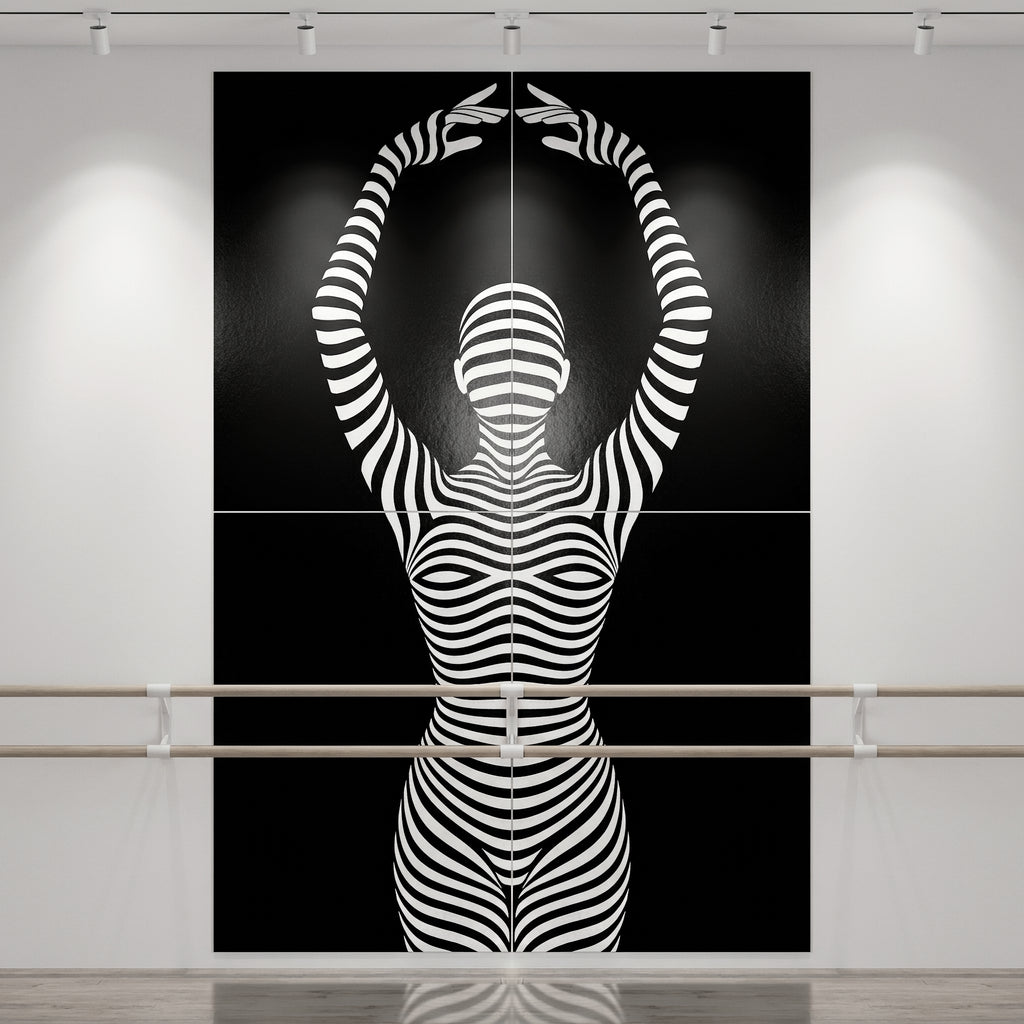 EN POINTE | B&W Minimalist Ballet Dancer | Modern Op Art | 8K - 32K Prints