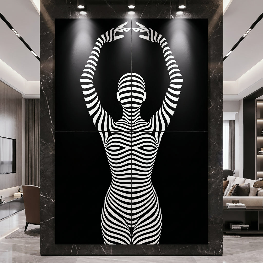 EN POINTE | B&W Minimalist Ballet Dancer | Modern Op Art | 8K - 32K Prints