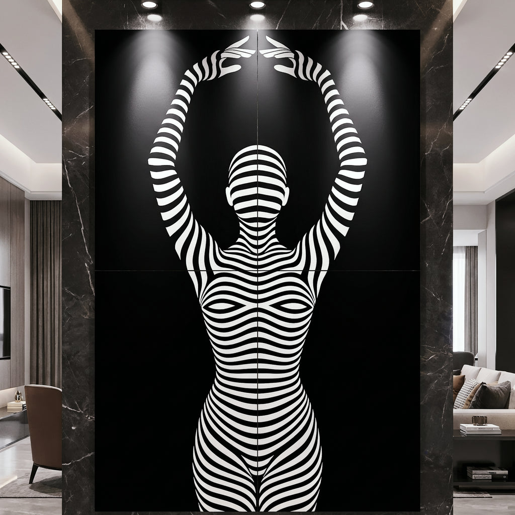 EN POINTE | B&W Minimalist Ballet Dancer | Modern Op Art | 8K - 32K Prints