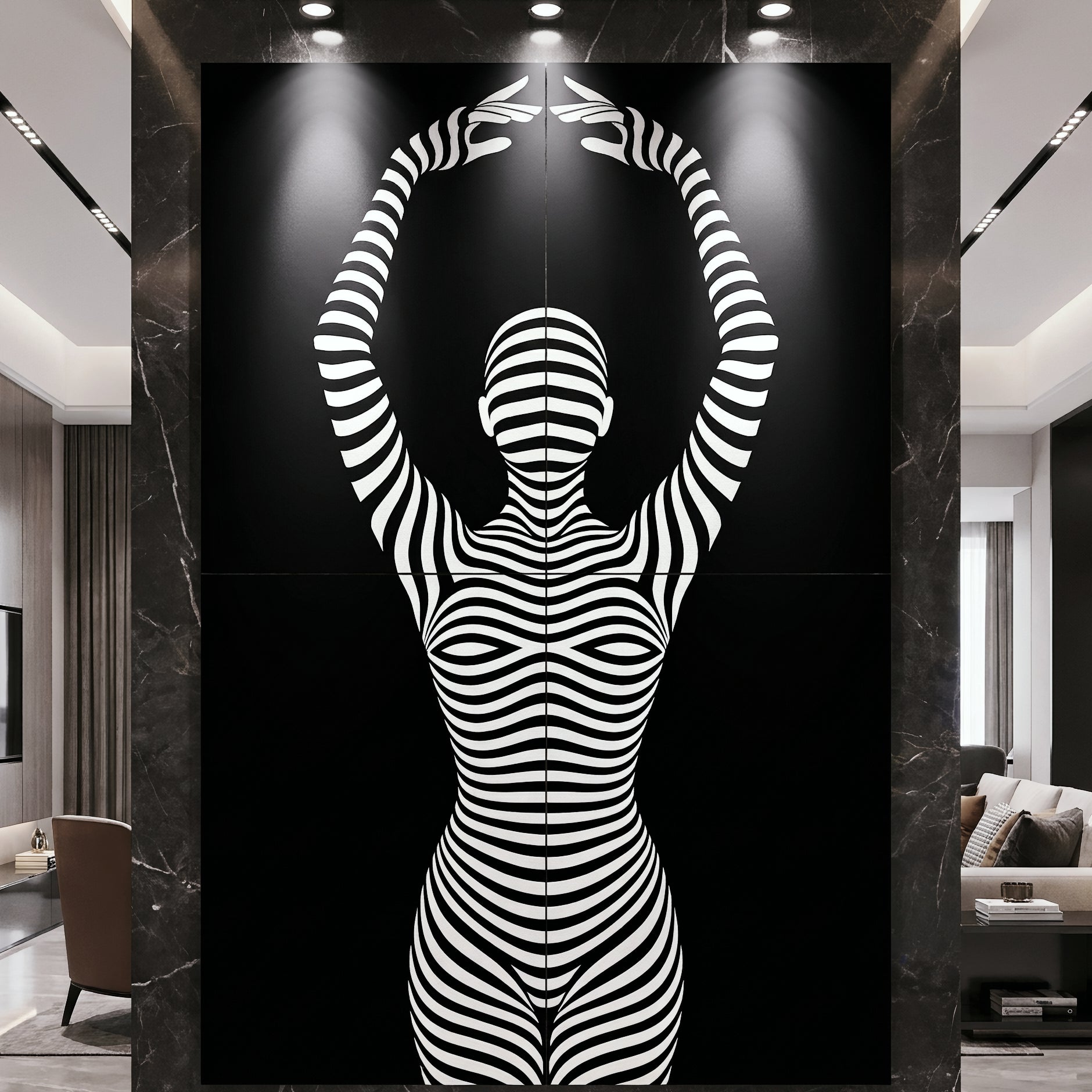 EN POINTE | B&W Minimalist Ballet Dancer | Modern Op Art | 8K - 32K Prints