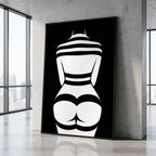 GALA | Minimalist Female Body Silhouette Print | Black and White Abstract Op Art | Modern Luxury Wall Art