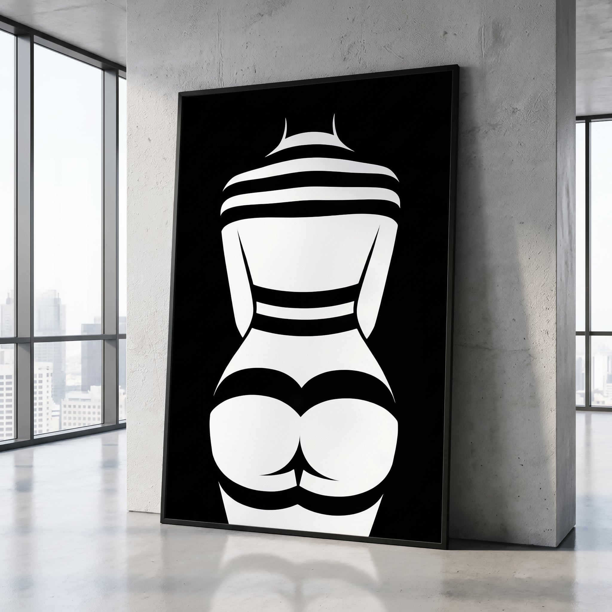 GALA | Minimalist Female Body Silhouette Print | Black and White Abstract Op Art | Modern Luxury Wall Art