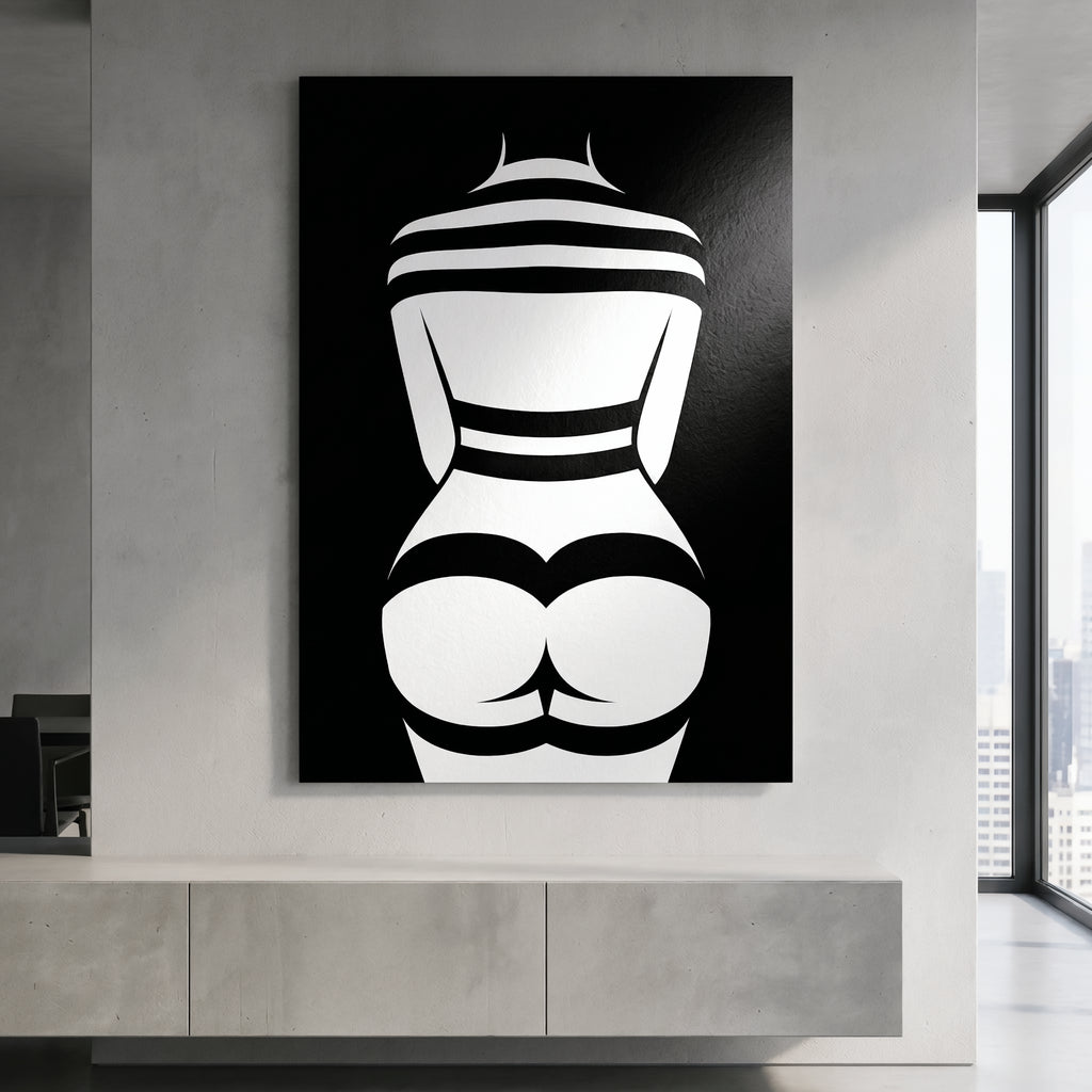 GALA | Minimalist Female Body Silhouette Print | Black and White Abstract Op Art | Modern Luxury Wall Art