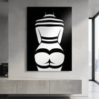 GALA | Minimalist Female Body Silhouette Print | Black and White Abstract Op Art | Modern Luxury Wall Art