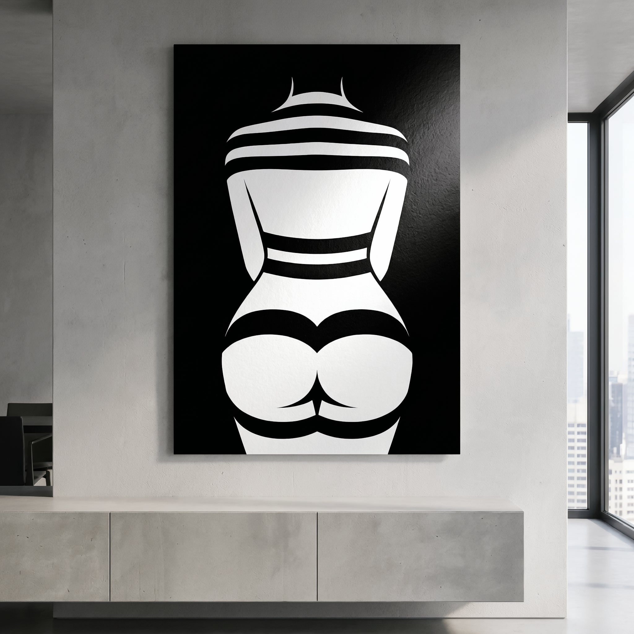 GALA | Minimalist Female Body Silhouette Print | Black and White Abstract Op Art | Modern Luxury Wall Art