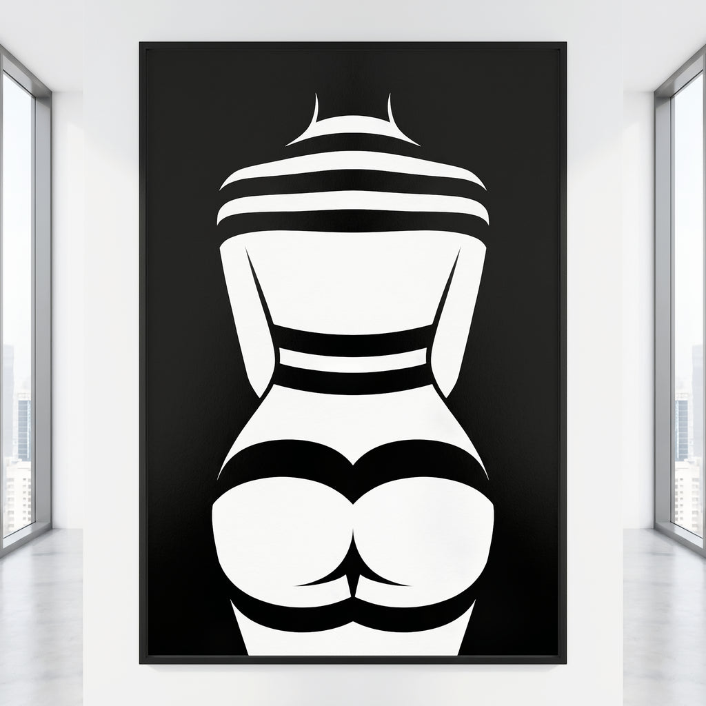 GALA | Minimalist Female Body Silhouette Print | Black and White Abstract Op Art | Modern Luxury Wall Art
